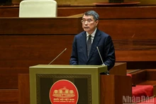 Le Minh Hung, membre du Bureau politique, secrétaire du Comité central et chef de la Commission d’organisation du Comité central du Parti, s'exprime à la conférence. Photo : Nhân Dân.