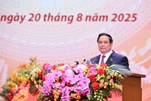 Le Premier ministre Pham Minh Chinh à la cérémonie marquant le 80e anniversaire de la fondation du gouvernement de la République socialiste du Vietnam, le 20 août 2025. Photo : VGP.