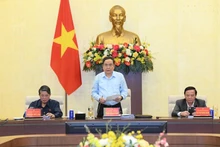 Tran Thanh Man, secrétaire du Comité du Parti de l’Assemblée nationale et président de l’Assemblée nationale, s'exprime lors de la réunion. Photo: Quochoi.