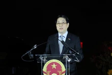 Le président Luong Cuong s'exprime lors de la cérémonie marquant le 80e anniversaire de la Fête nationale du Vietnam à New York, le 22 septembre. Photo : VNA.