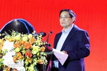 Le Premier ministre Pham Minh Chinh prend la parole lors de la cérémonie d'ouverture de la Semaine “Grande union nationale – Patrimoine culturel du Vietnam” 2025. Photo : VNA.