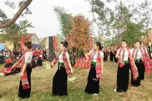 Des jeunes filles de l'ethnie Thai au festival Het Cha. Photo : VNA.