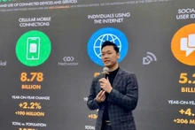 Tran Van Trong, secrétaire général de l’Association vietnamienne du commerce électronique (Vecom) s'exprime lors de l'événement. Photo : Baodautu.