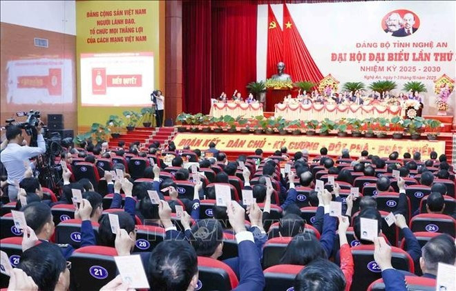 Le 20e Congrès de l’organisation du Parti de la province centrale de Nghe An. Photo : VNA. Le 20e Congrès de l’organisation du Parti de la province centrale de Nghe An. Photo : VNA.