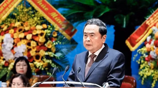 Le président de l’Assemblée nationale vietnamienne Tran Thanh Man s'exprime lors du Congrès. Photo : VNA.