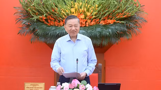 Le secrétaire général du Parti communiste du Vietnam et président vietnamien, To Lam, prend la parole lors de l’événement. Photo : Nhân Dân.