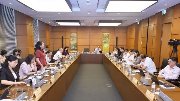 Des députés de l'Assemblée nationale des provinces de Bac Ninh et de Ca Mau tiennent des discussions de groupe. Photo : VNA.
