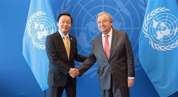 Le Vice-Premier ministre vietnamien, Trân Hông Hà, lors de la Conférence des Nations Unies sur l'eau 2023. Photo : VNA.