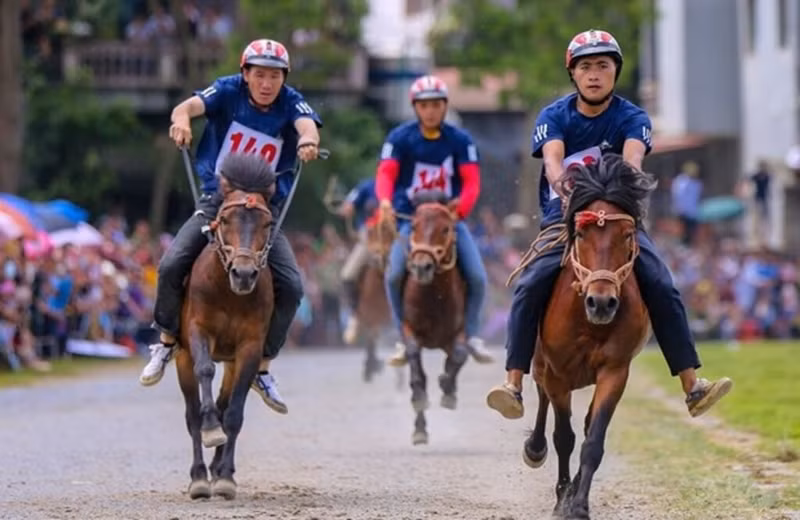 La course de chevaux traditionnelle de Bac Hà. Photo : VNA/CVN 