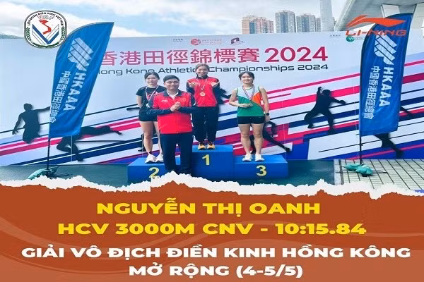 Nguyên Thi Oanh décroche deux médialles d'or au Championnat d'athlétisme de Hong Kong (Chine) élargi. Photo: Autorité des sports du Vietnam