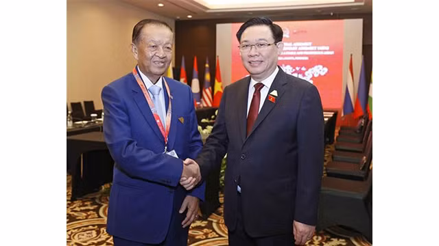 Le Président de l’Assemblée nationale vietnamienne (AN), Vuong Dinh Huê (à droite), et le Président de la Chambre des Représentants de Thaïlande, Wan Muhamad Noor Matha. Photo : VNA.