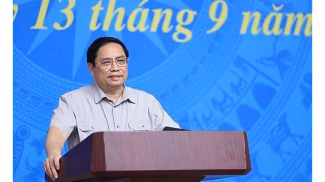 Le Premier ministre Pham Minh Chinh s'exprime lors de la 17e réunion du Comité directeur national de la prévention et du contrôle du Covid-19. Photo : VNA.