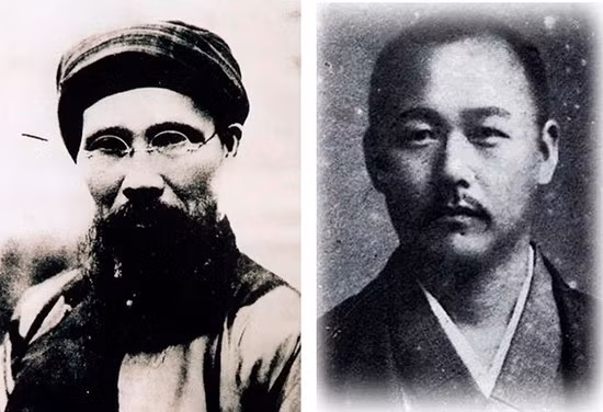 Le patriote Phan Boi Chau (à gauche) et le docteur Asaba Sakitaro. Photo: thoidai Le patriote Phan Boi Chau (à gauche) et le docteur Asaba Sakitaro. Photo: thoidai