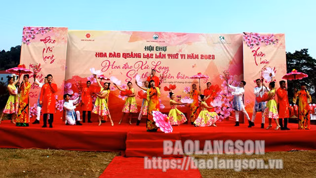 Lors de la cérémonie d'ouverture, les visiteurs ont profité d’un programme artistique spécial imprégné de l'identité culturelle des artistes du Centre provincial des arts et de la culture. Photo : baolangson.vn