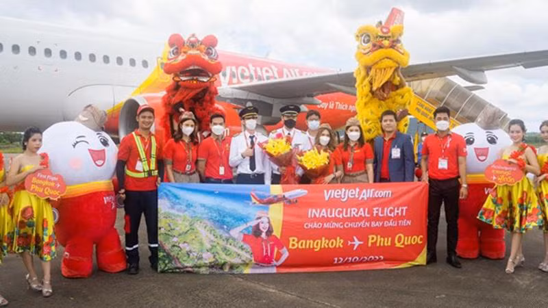 Vol inaugural de la liaison Phu Quoc - Bangkok de Vietjet. Photo: Vietjet