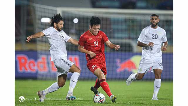 A la fin du match, les joueurs palestiniens ont quand même fait de leur mieux. Photo : VFF.