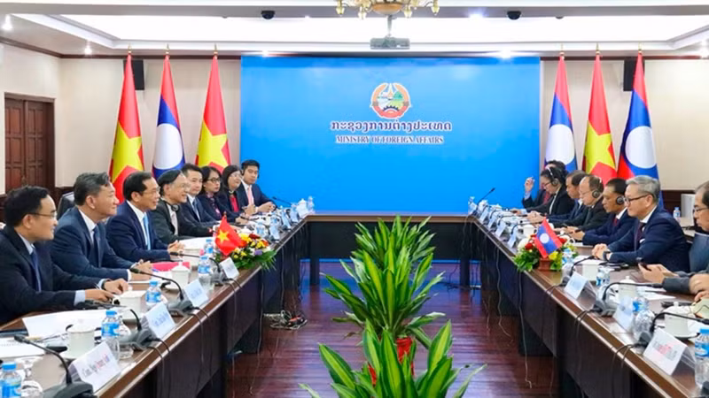 Lors de la 11e consultation politique au niveau des ministres des Affaires étrangères Vietnam-Laos. Photo: NDEL