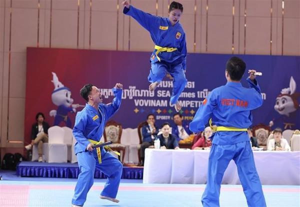 Des pratiquants de Vovinam. Photo : VNA