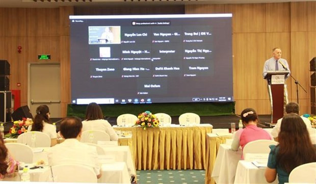 Vue de la conférence de mobilisation des aides non gouvernementales étrangères en 2023, dans la province de Khanh Hoa. Photo : VNA.