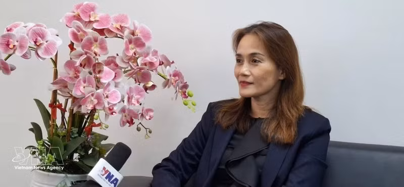 Nguyen Thi Thanh Van, vice-présidente de l’Association des entreprises vietnamiennes en Malaisie, répond à un entretien de la VNA. Photo: VNA
