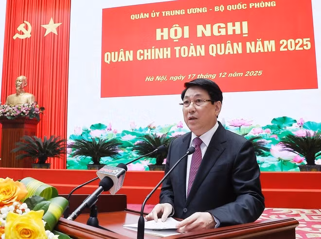 Le président Luong Cuong s'exprime à la conférence. Photo: VNA