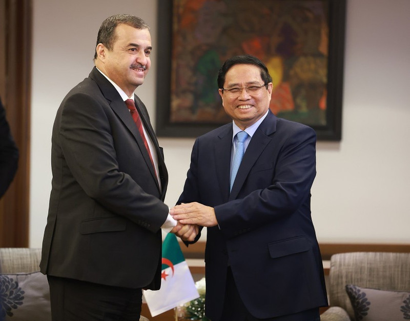 Le Premier ministre vietnamien Pham Minh Chinh (droite) et le ministre de l'Énergie et des Mines, Mohamed Arkab. Photo: VNA.