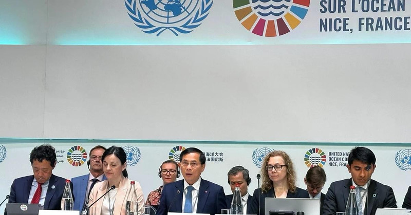 Le vice-Premier ministre vietnamien et ministre des Affaires étrangères du Vietnam, Bui Thanh Son (centre, premier rang) lors de l’événement, à Nice, en France, le 11 juin. Photo : VNA.