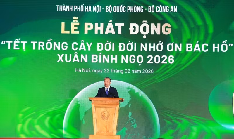 Le secrétaire général du Parti, To Lam, prend la parole. Photo : Hong Ngoc.