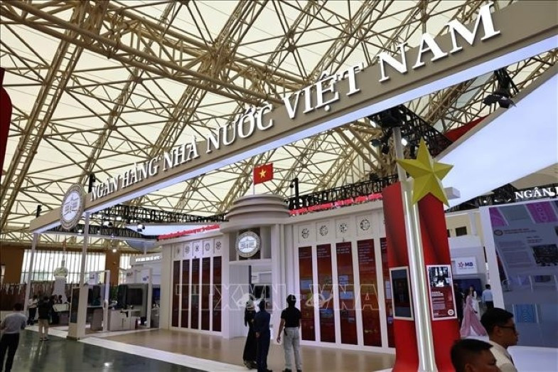 Pavillon de la Banque d'Etat à l’Exposition des réalisations nationales. Photo: VNA