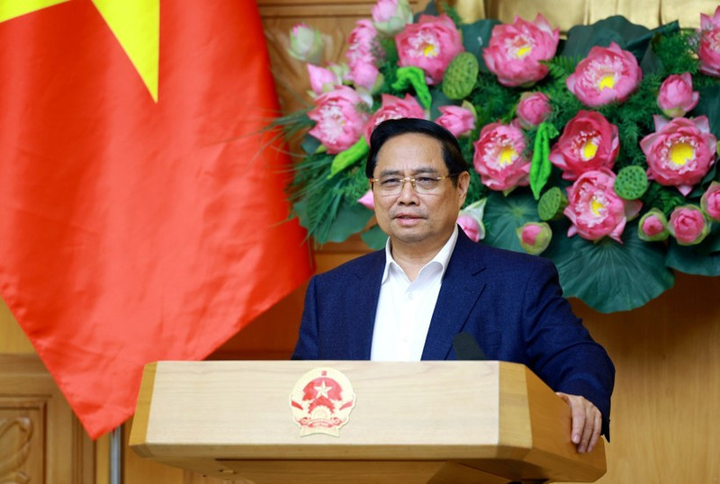 Le Premier ministre Pham Minh Chinh s'exprime lors de la réunion. Photo : VNA.