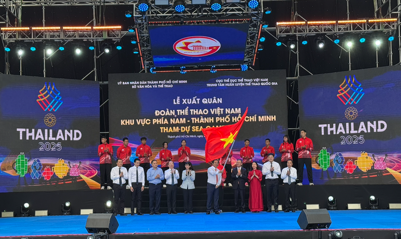 Cérémonie de départ de la délégation sportive du Sud du Vietnam pour les SEA Games 33. Photo: VNA