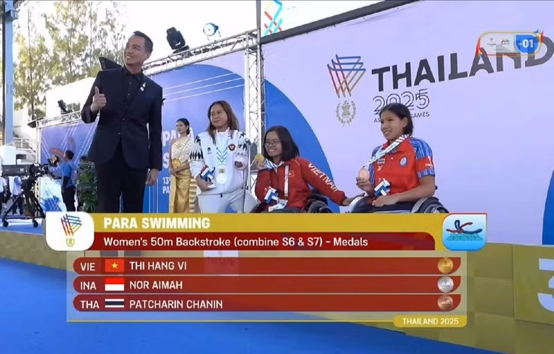 La nageuse Vi Thi Hang aux ASEAN Para Games 13. Photo : VNA.