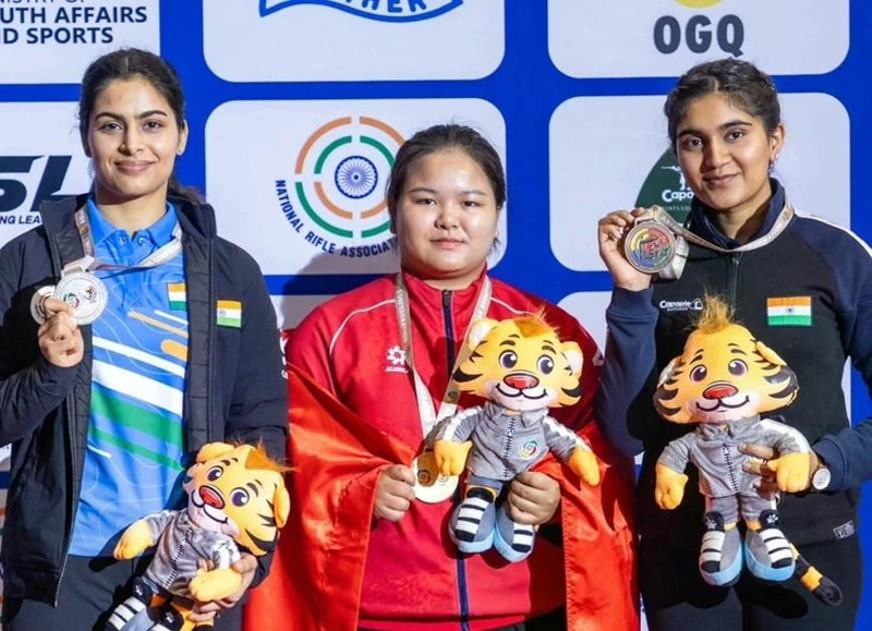 Nguyên Thyy Trang remporte la médaille d’or pour le Vietnam aux Championnats d’Asie de tir à la carabine et au pistolet 2026, en Inde, le 9 février. Photo: Page de fans Sports du Vietnam