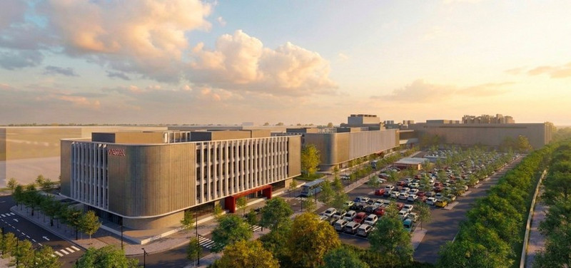 Image d’artiste de l'usine de fabrication de puces de Viettel dans le parc de haute technologie de Hoa Lac. Photo : HNM