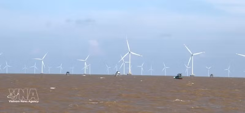 Le parc éolien offshore de la société par actions Tien Giang Wind Power. Photo : VNA
