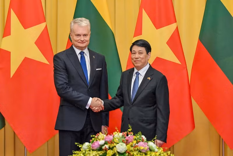 Le président Luong Cuong (à droite) et son homologue lituanien, Gitanas Nausėda. Photo : VNA.