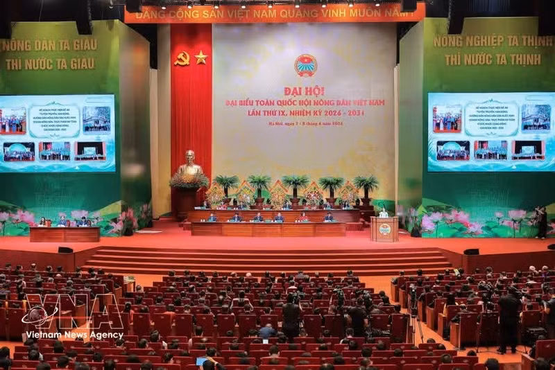 Le 9e Congrès national de l’Union des agriculteurs du Vietnam. Photo : VNA.