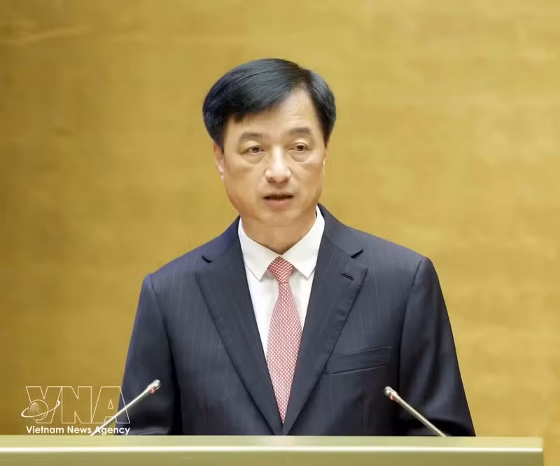 Nguyen Duy Ngoc, membre du Bureau politique, secrétaire du Comité central du Parti, chef de la Commission centrale de l'Organisation et président du Comité de pilotage chargé du bilan, s'exprime lors de la conférence. Photo: VNA
