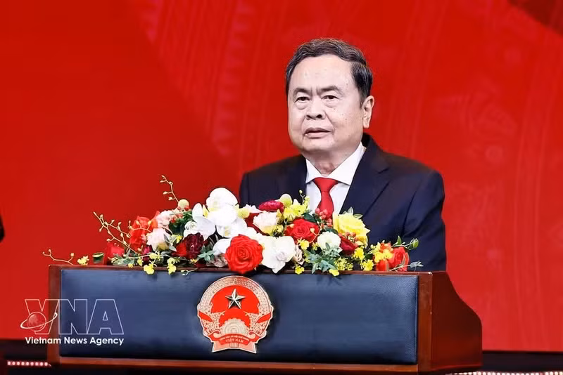 Le président de l’Assemblée nationale, Tran Thanh Man, s'exprime lors de l'événement. Photo : VNA.
