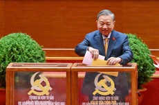 Le Secrétaire général du Comité central du PCV, To Lam, lors du XIVe Congrès national du PCV. Photo : NDEL.