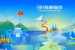 L’identité visuelle du festival représente une rivière, des rizières, des maisons, des éoliennes et un site du patrimoine mondial, symboles du développement et de l’avenir de la province de Quảng Trị. Photo: Comité d’organisation