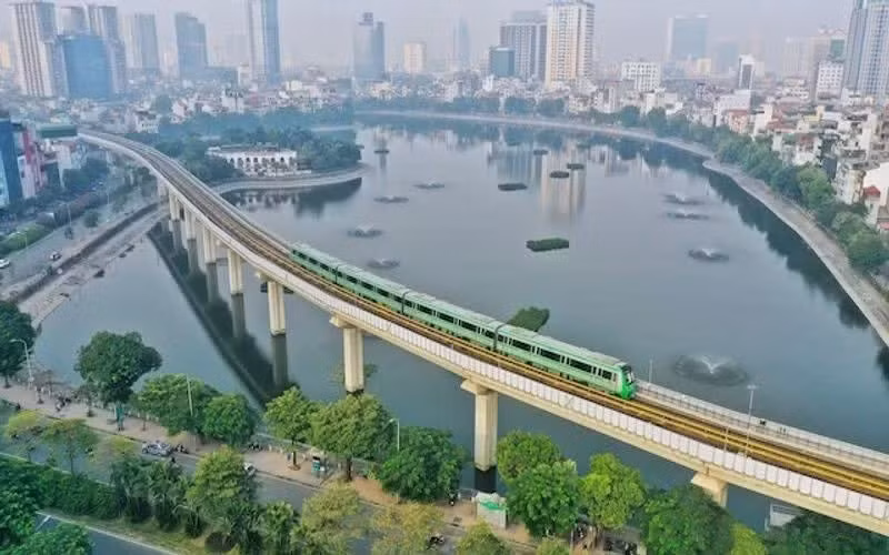 La partie aérienne de la ligne 3 du métro de Hanoï est aujourd’hui pleinement opérationnelle. Photo: vneconomy.vn