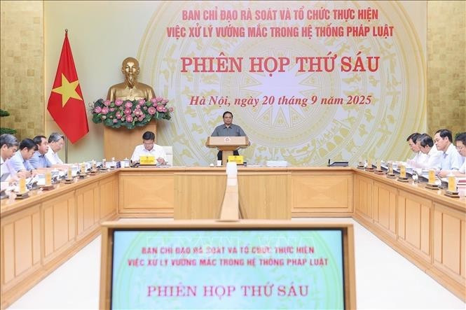 Le Premier ministre Pham Minh Chinh lors de lq réunion. Photo : VNA.