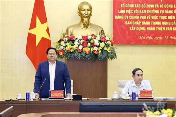 Le Premier ministre Pham Minh Chinh ló de lq réunion. Photo : VNA