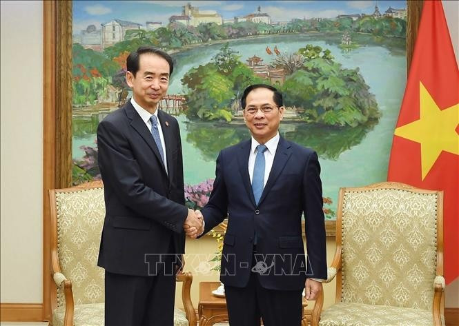 Le vice-Premier ministre Bui Thanh Son (à droite), et He Wei, ambassadeur de Chine au Vietnam. Photo : VNA.