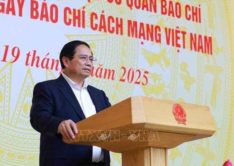 Le Premier ministre Pham Minh Chinh s’exprime lors de l’événement, à Hanoi, le 19 juin. Photo : VNA.