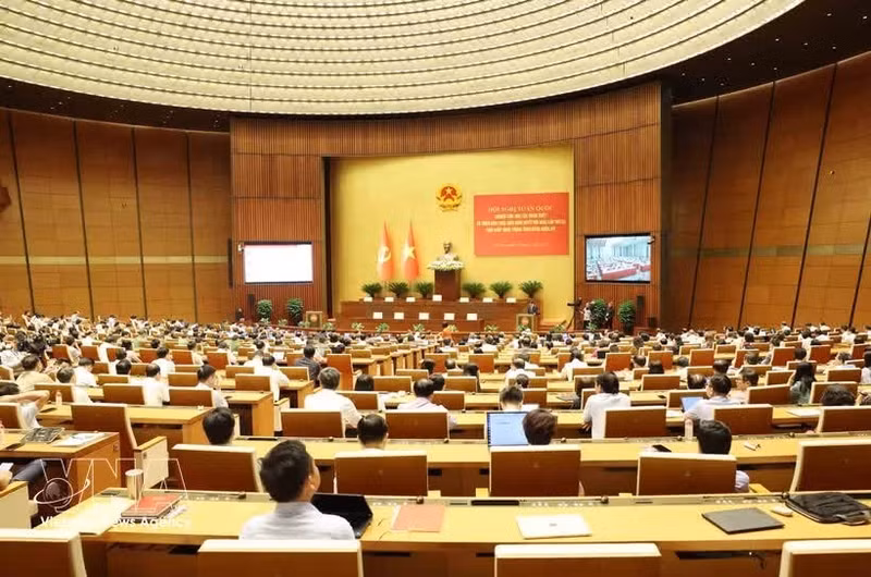 Téléconférence nationale sur l'étude et la mise en œuvre des résolutions du 3e plénum du CC du Parti du 14e mandat. Photo : VNA.