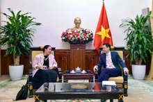 Le vice-ministre vietnamien des Affaires étrangères, Dang Hoang Giang (à droite), et Tredene Dobson, conseillère principale du Groupe des affaires multilatérales et juridiques du ministère néo-zélandais des Affaires étrangères et du Commerce. Photo : baoquocte.vn