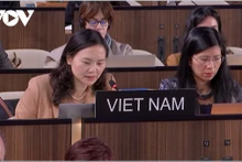 L’ambassadrice Nguyen Thi Van Anh, cheffe de la Mission permanente du Vietnam auprès de l’UNESCO, prononce un discours présentant l’initiative « Décennie internationale de la culture au service du développement durable ». Photo : VOV 