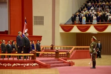 Cérémonie d'accueil en l’honneur du secrétaire général Tô Lâm à Pyongyang, en RPDC. Photo : VOV.